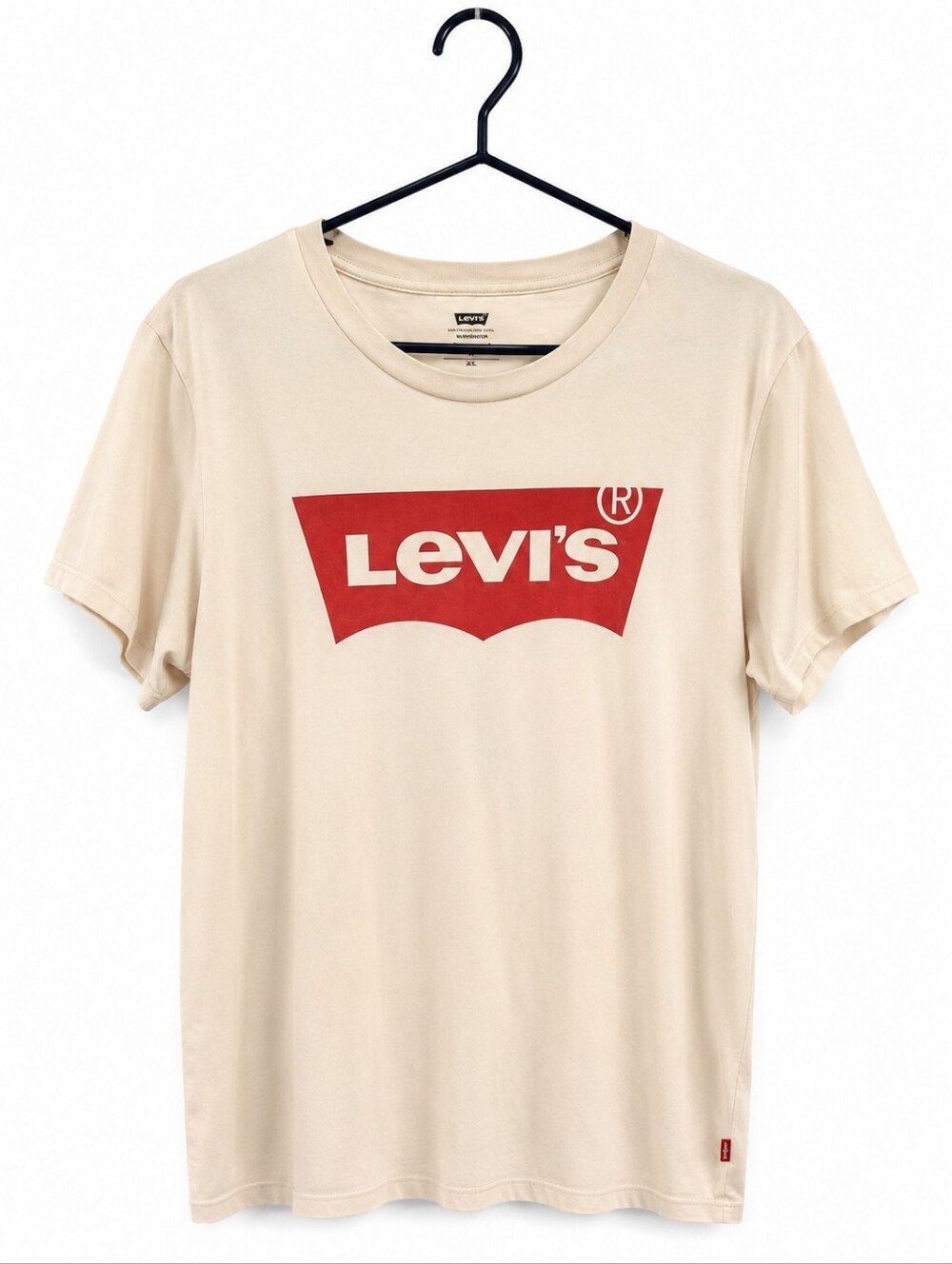 Levi's Men's Cream Tee with Red Logo